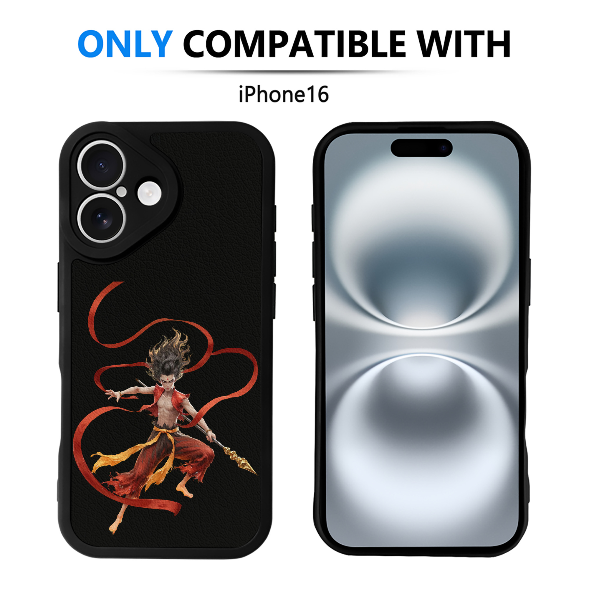 （画像用） Ne Zha 2 ナタ 魔童の大暴れ 【iPhone 16シリーズ対応】シリコンスマホケース（レザー調） 材質：シリコン